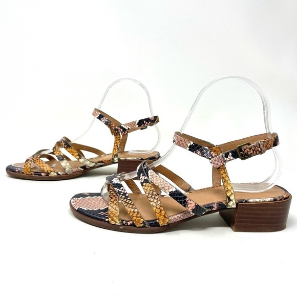 Madewell Lori Snake Embossed Leather Sandals Size 7 - Picture 5 of 12